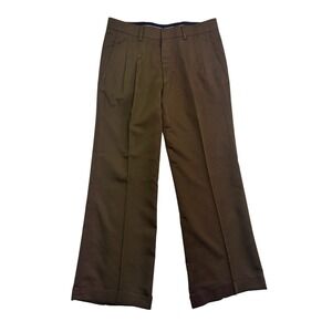 NEW vtg Bespoke Tailored 34x30 Brown Wool Cashmere Pants Trousers Pleat Wide Leg